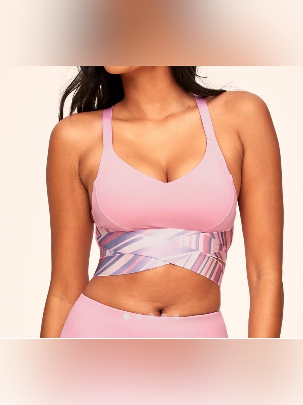 Adore Me Pink Crisscross Wrap Longline Sports Bra